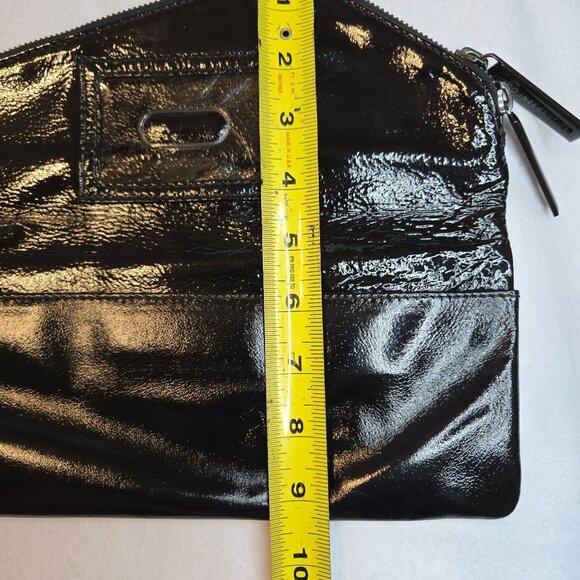 VTG Hobo International Black Patent Leather Foldover Heavy Duty Zip Clutch - Picture 11 of 11
